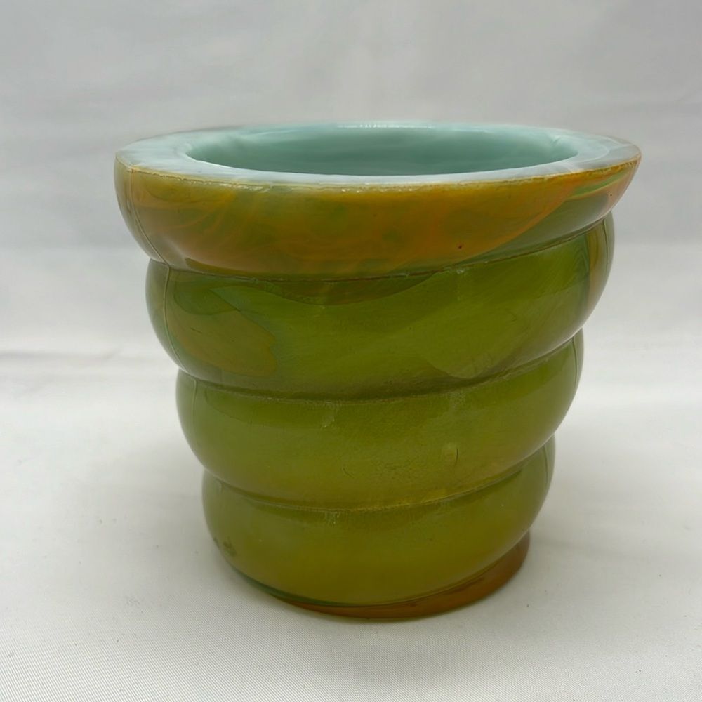 Vintage Green and Orange Glass Dish